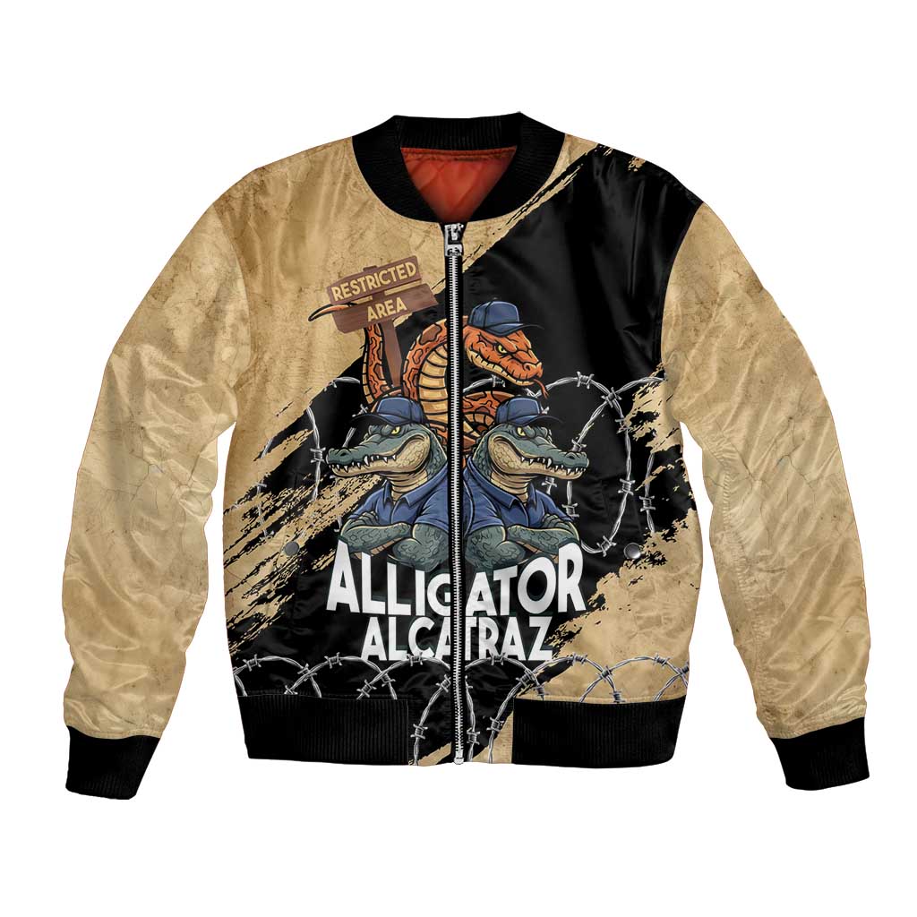 Alligator Alcatraz Bomber Jacket Gator and Python Restricted Area - Wonder Print Shop