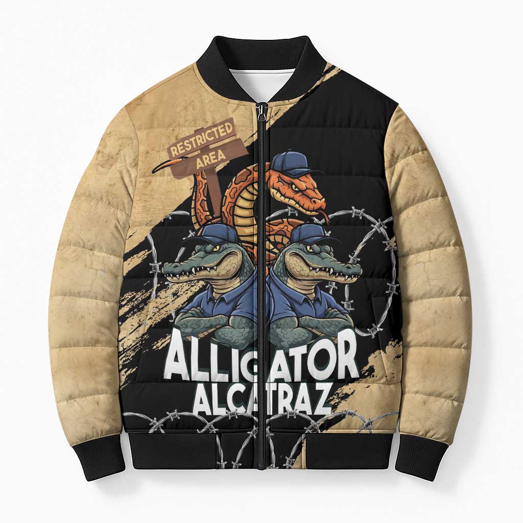 Alligator Alcatraz Bomber Puffer Jacket Gator and Python Restricted Area - Wonder Print Shop