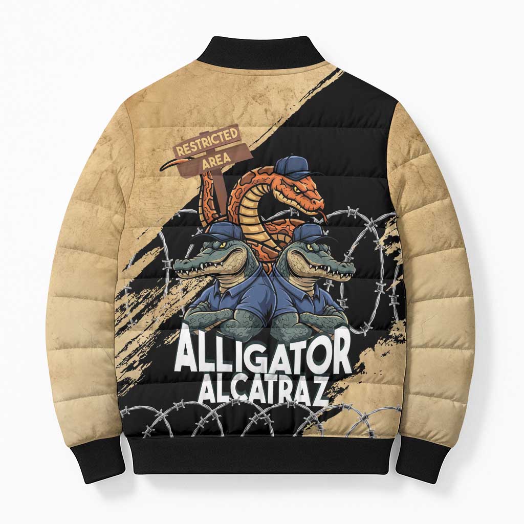 Alligator Alcatraz Bomber Puffer Jacket Gator and Python Restricted Area - Wonder Print Shop