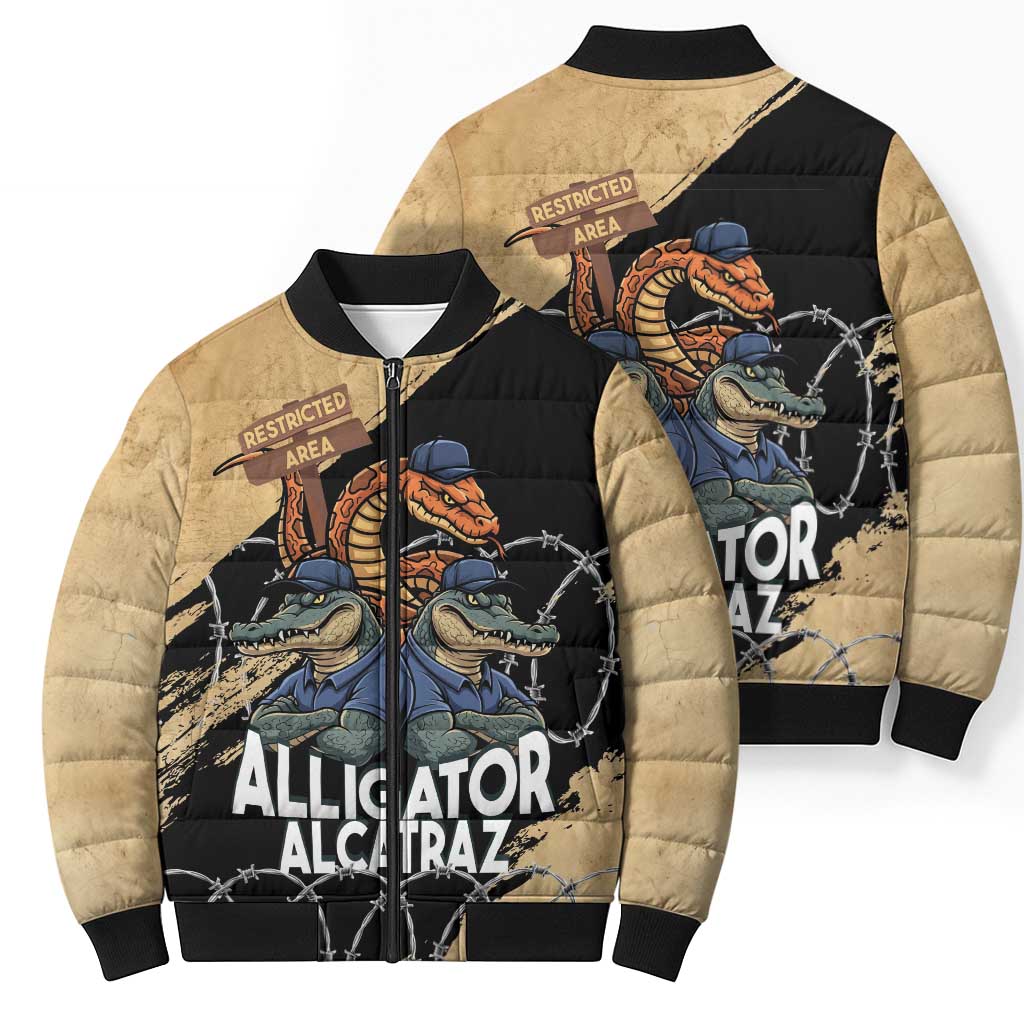 Alligator Alcatraz Bomber Puffer Jacket Gator and Python Restricted Area - Wonder Print Shop