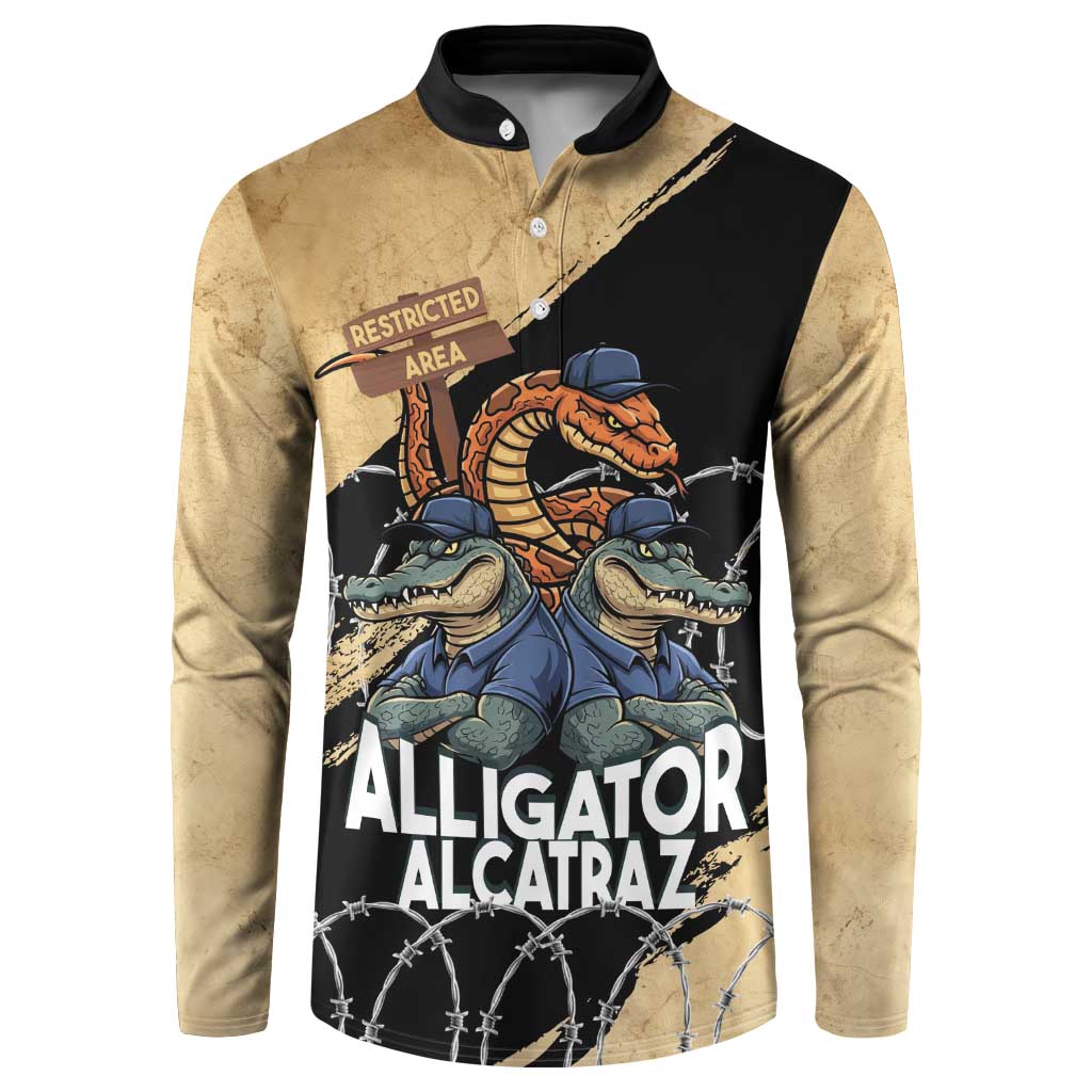 Alligator Alcatraz Button Sweatshirt Gator and Python Restricted Area - Wonder Print Shop