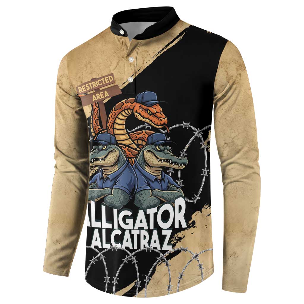 Alligator Alcatraz Button Sweatshirt Gator and Python Restricted Area - Wonder Print Shop