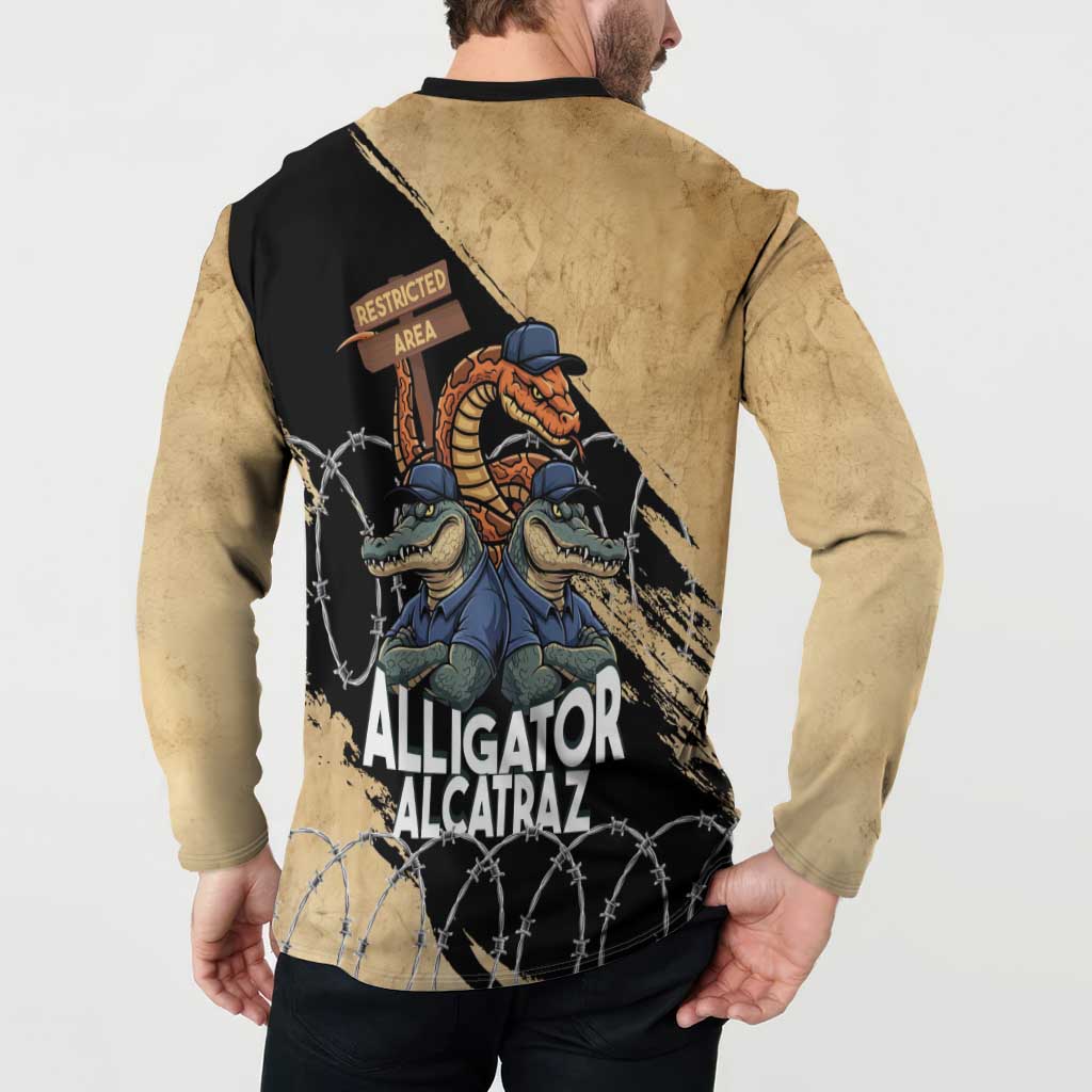 Alligator Alcatraz Button Sweatshirt Gator and Python Restricted Area - Wonder Print Shop