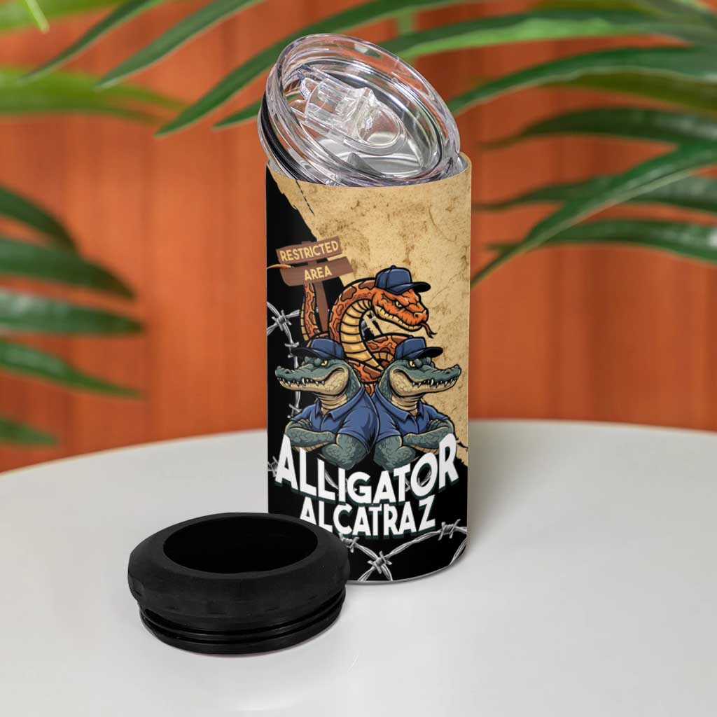 Alligator Alcatraz 4 in 1 Can Cooler Tumbler Gator and Python Restricted Area - Wonder Print Shop