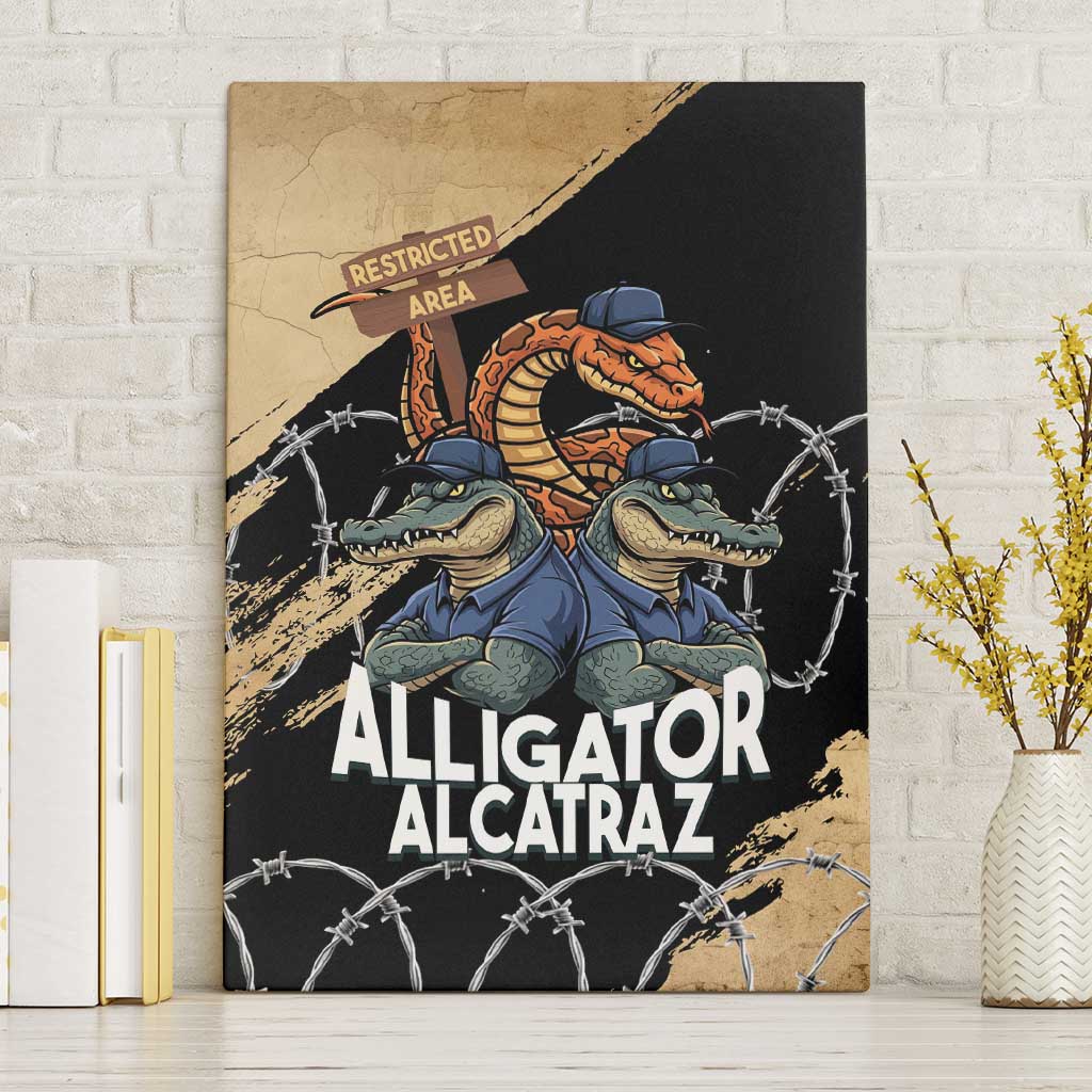 Alligator Alcatraz Canvas Wall Art Gator and Python Restricted Area - Wonder Print Shop