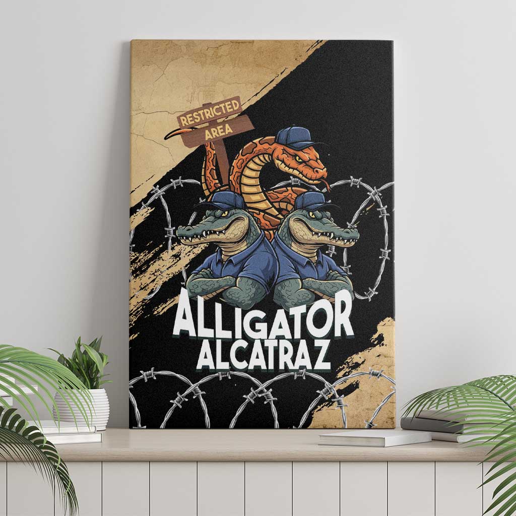 Alligator Alcatraz Canvas Wall Art Gator and Python Restricted Area - Wonder Print Shop