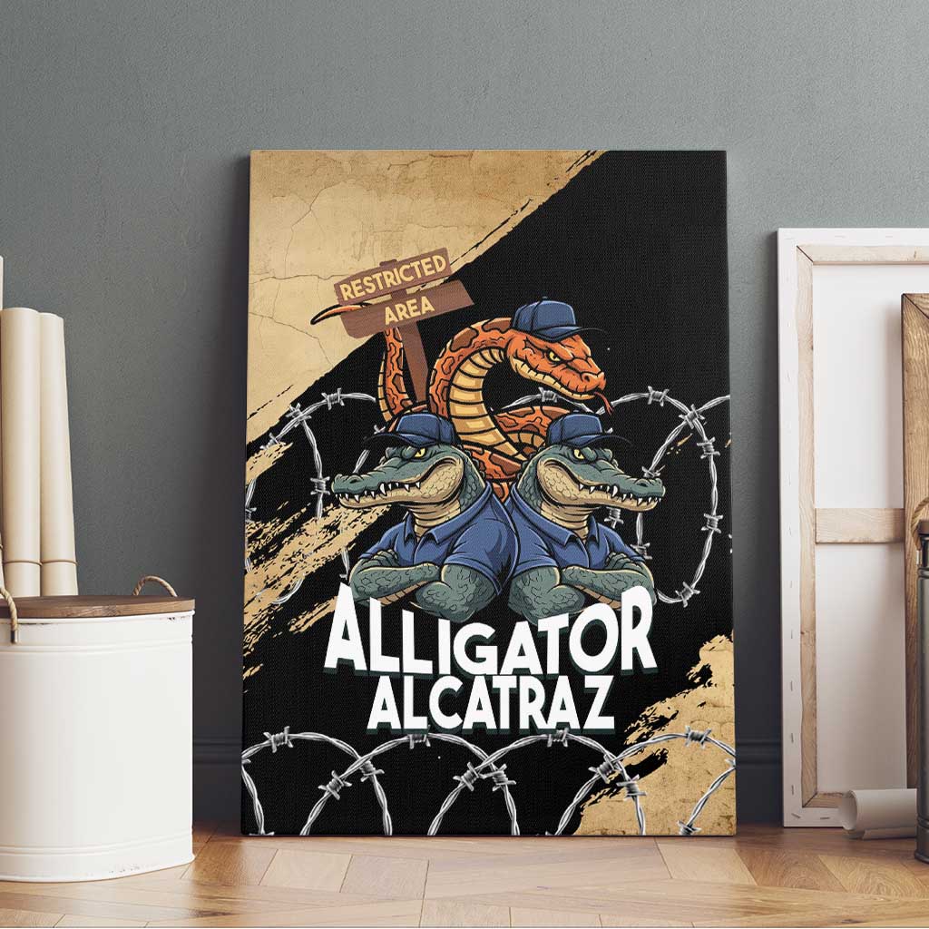 Alligator Alcatraz Canvas Wall Art Gator and Python Restricted Area - Wonder Print Shop