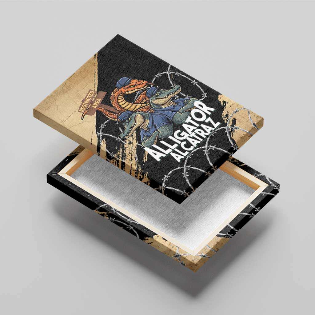 Alligator Alcatraz Canvas Wall Art Gator and Python Restricted Area - Wonder Print Shop