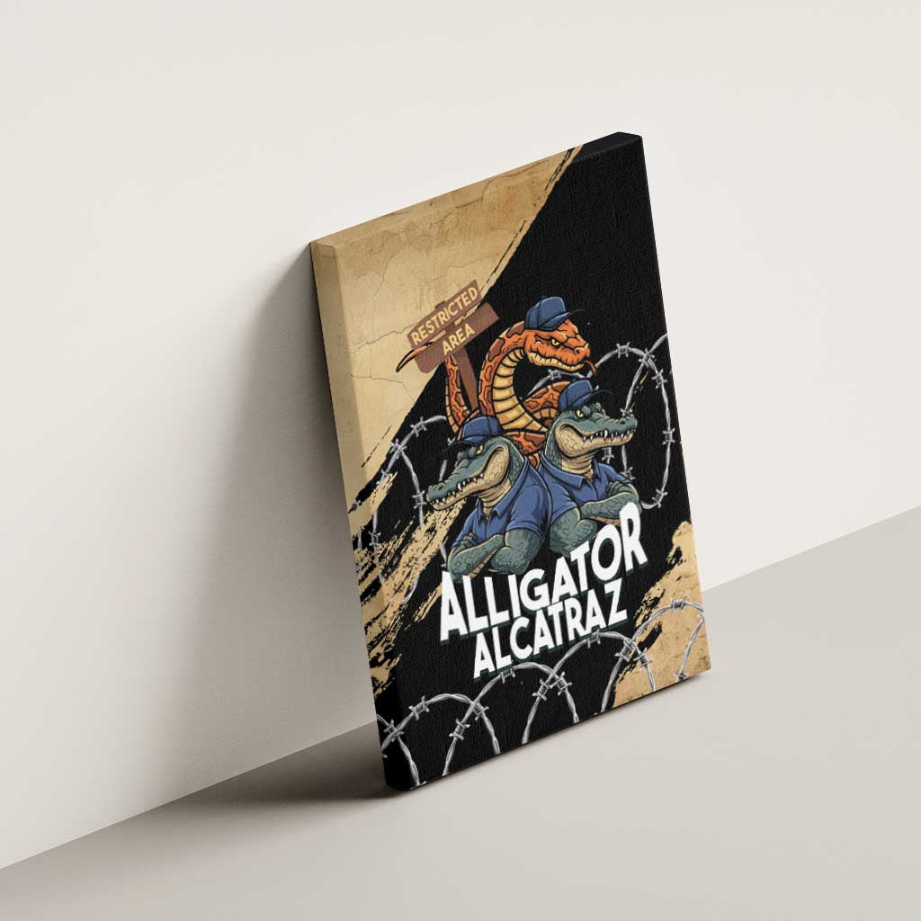Alligator Alcatraz Canvas Wall Art Gator and Python Restricted Area - Wonder Print Shop