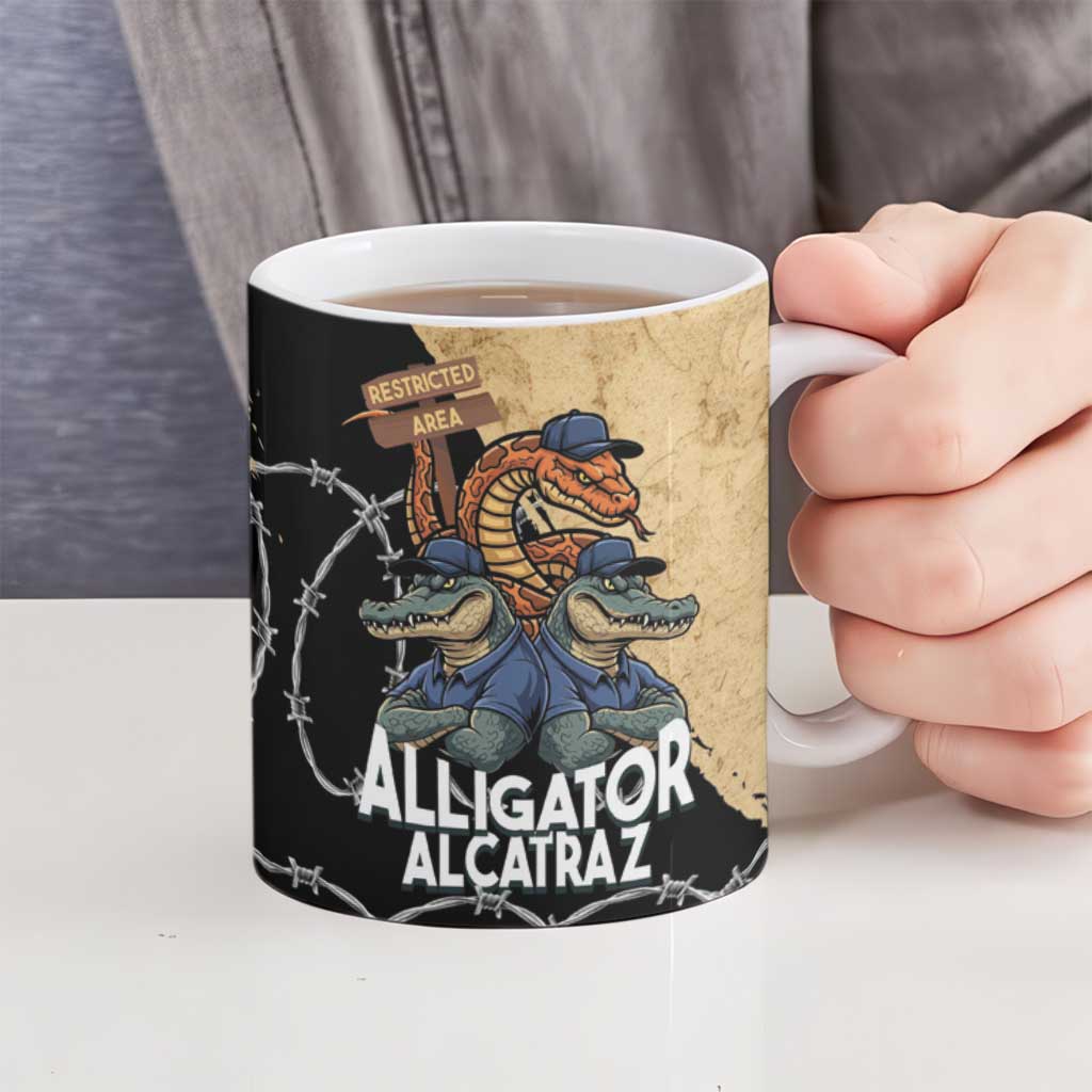 Alligator Alcatraz Ceramic Mug Gator and Python Restricted Area - Wonder Print Shop