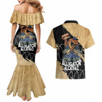 Alligator Alcatraz Couples Matching Mermaid Dress and Hawaiian Shirt Gator and Python Restricted Area - Wonder Print Shop