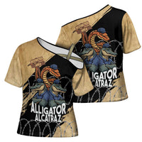 Alligator Alcatraz Cross Shoulder Shirt Gator and Python Restricted Area - Wonder Print Shop