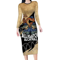 Alligator Alcatraz Family Matching Long Sleeve Bodycon Dress and Hawaiian Shirt Gator and Python Restricted Area - Wonder Print Shop