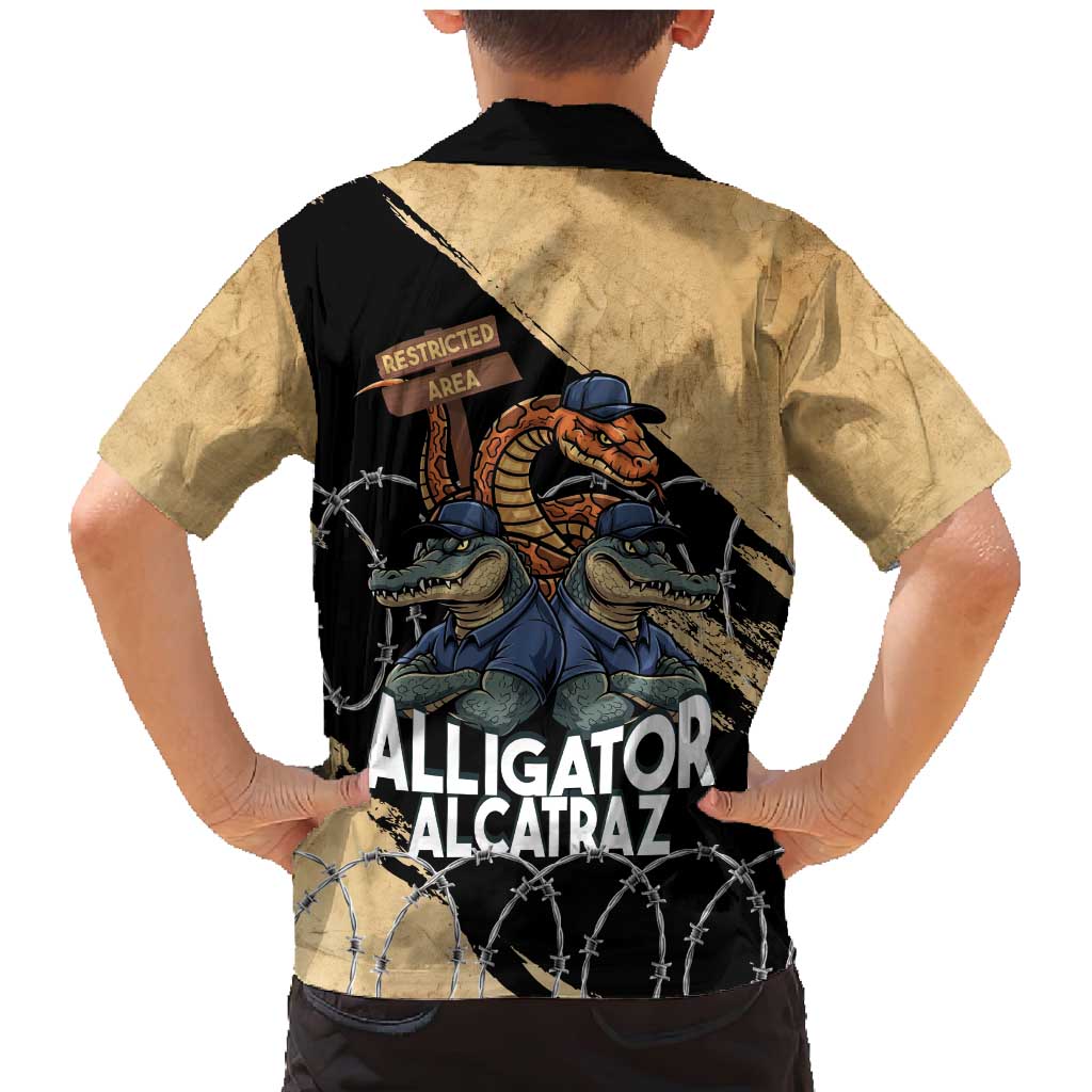 Alligator Alcatraz Family Matching Mermaid Dress and Hawaiian Shirt Gator and Python Restricted Area - Wonder Print Shop