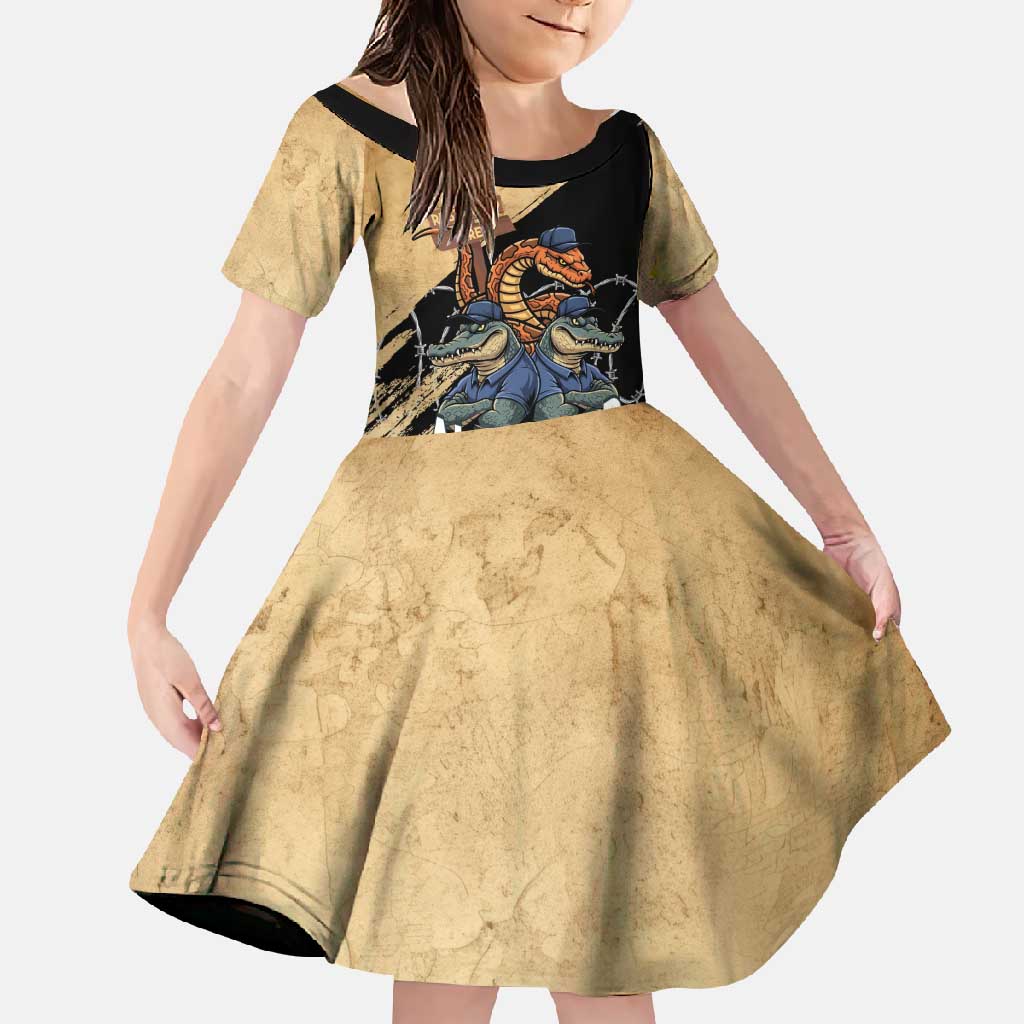 Alligator Alcatraz Family Matching Mermaid Dress and Hawaiian Shirt Gator and Python Restricted Area - Wonder Print Shop