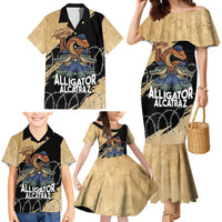 Alligator Alcatraz Family Matching Mermaid Dress and Hawaiian Shirt Gator and Python Restricted Area - Wonder Print Shop