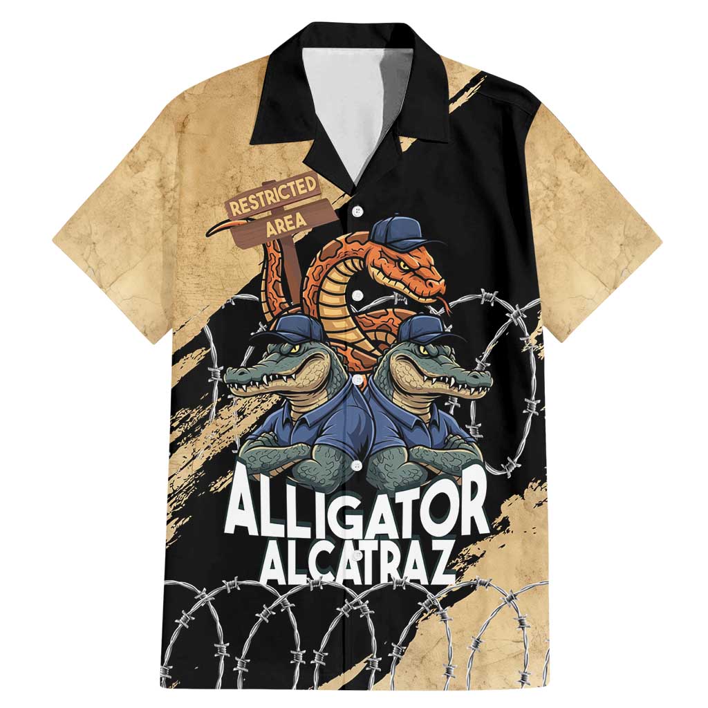 Alligator Alcatraz Family Matching Mermaid Dress and Hawaiian Shirt Gator and Python Restricted Area - Wonder Print Shop