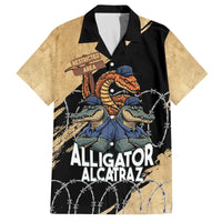 Alligator Alcatraz Family Matching Off The Shoulder Long Sleeve Dress and Hawaiian Shirt Gator and Python Restricted Area - Wonder Print Shop