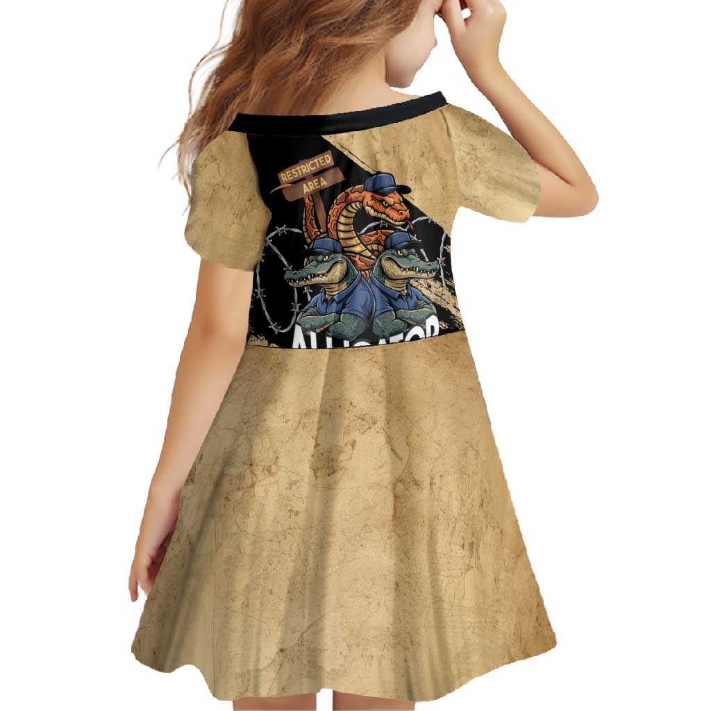 Alligator Alcatraz Family Matching Off Shoulder Maxi Dress and Hawaiian Shirt Gator and Python Restricted Area - Wonder Print Shop