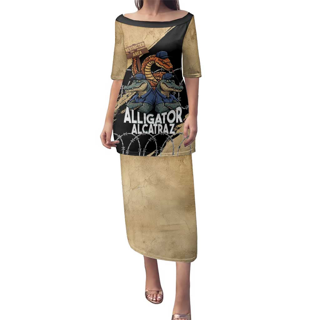 Alligator Alcatraz Family Matching Puletasi and Hawaiian Shirt Gator and Python Restricted Area - Wonder Print Shop