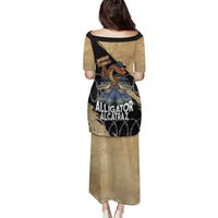 Alligator Alcatraz Family Matching Puletasi and Hawaiian Shirt Gator and Python Restricted Area - Wonder Print Shop