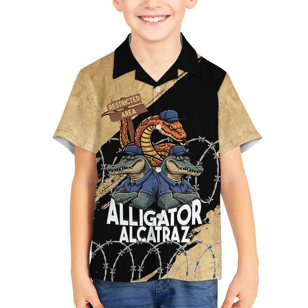 Alligator Alcatraz Family Matching Puletasi and Hawaiian Shirt Gator and Python Restricted Area - Wonder Print Shop