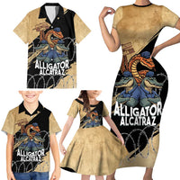 Alligator Alcatraz Family Matching Short Sleeve Bodycon Dress and Hawaiian Shirt Gator and Python Restricted Area - Wonder Print Shop