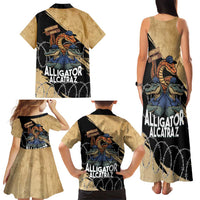Alligator Alcatraz Family Matching Tank Maxi Dress and Hawaiian Shirt Gator and Python Restricted Area - Wonder Print Shop