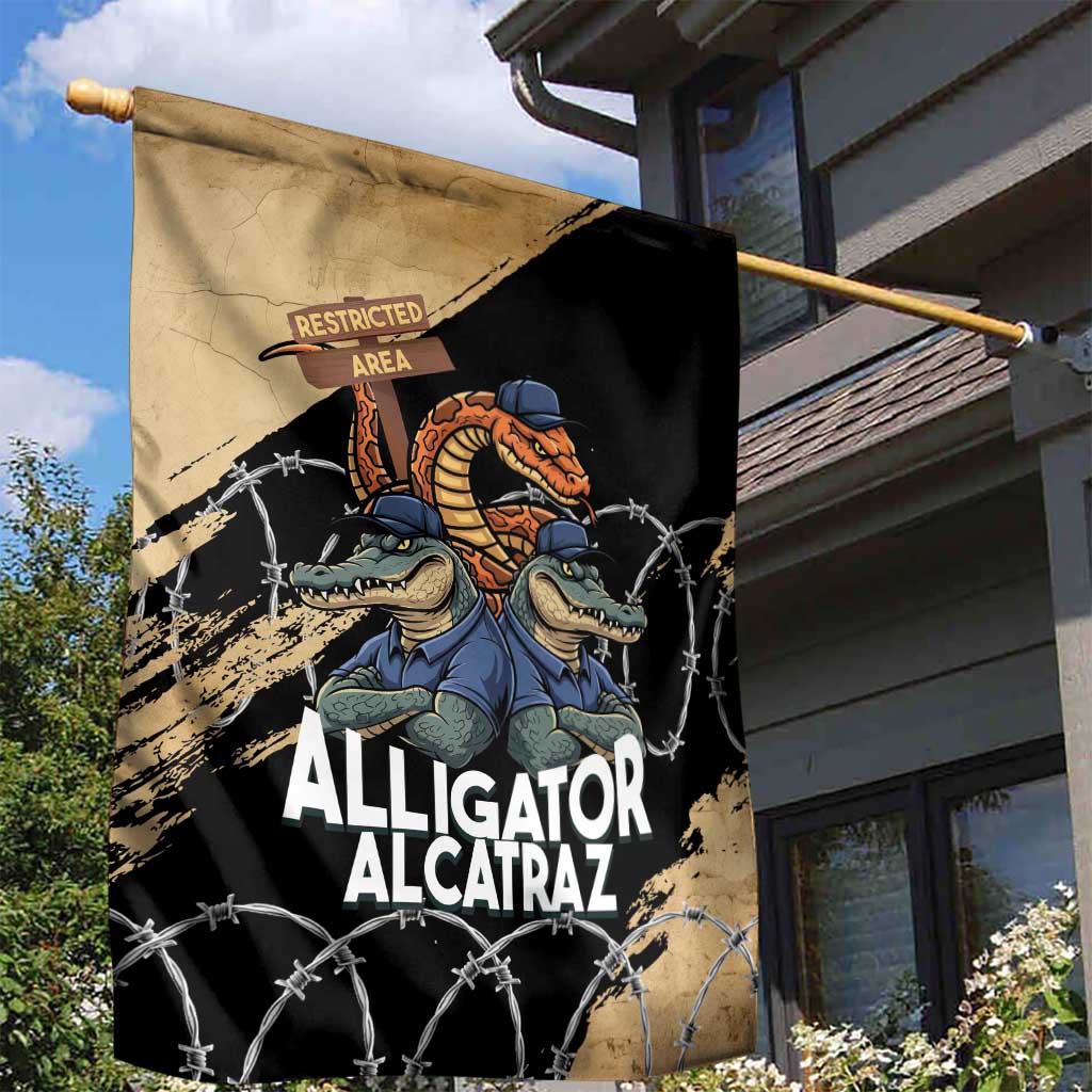 Alligator Alcatraz Garden Flag Gator and Python Restricted Area - Wonder Print Shop