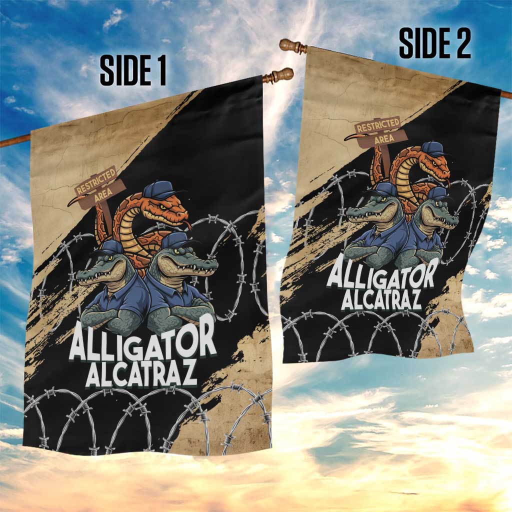 Alligator Alcatraz Garden Flag Gator and Python Restricted Area - Wonder Print Shop