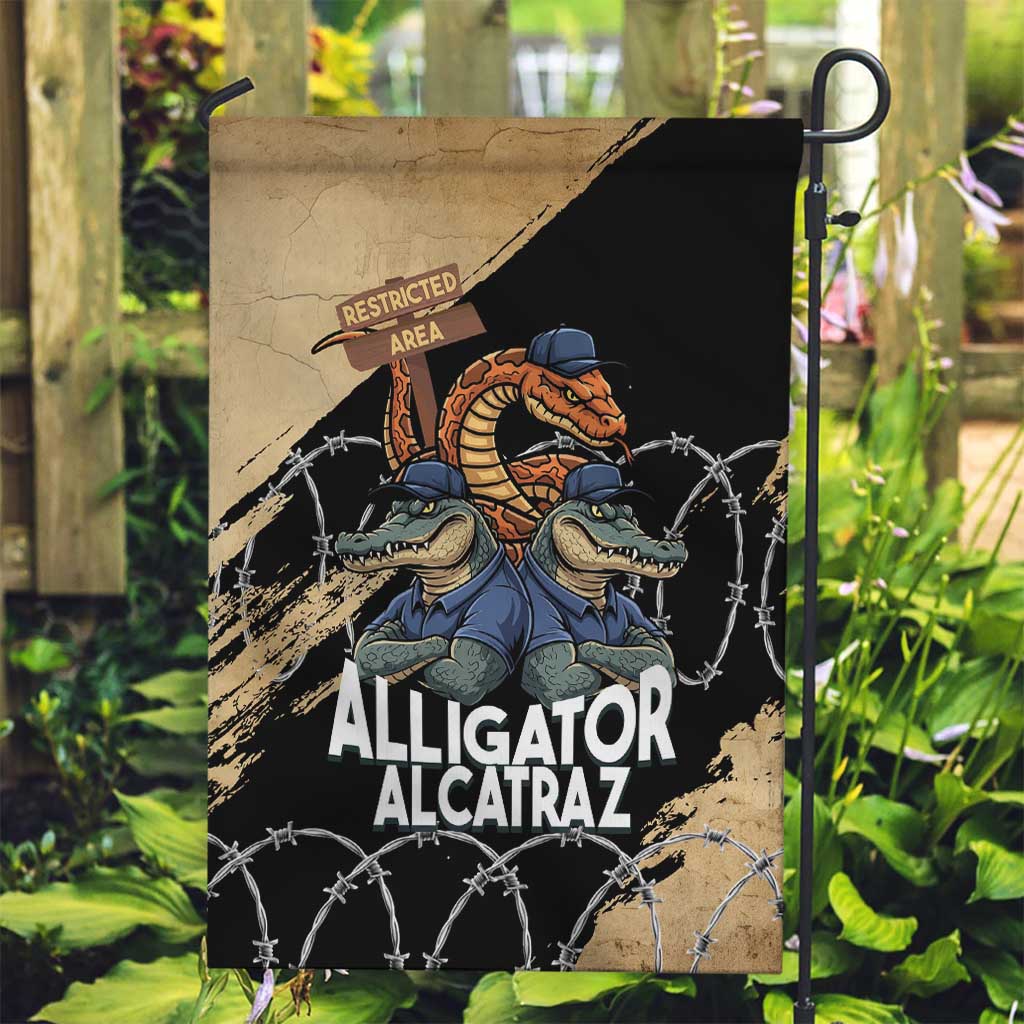 Alligator Alcatraz Garden Flag Gator and Python Restricted Area - Wonder Print Shop