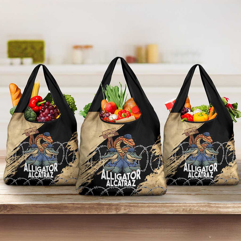 Alligator Alcatraz Grocery Bag Gator and Python Restricted Area - Wonder Print Shop