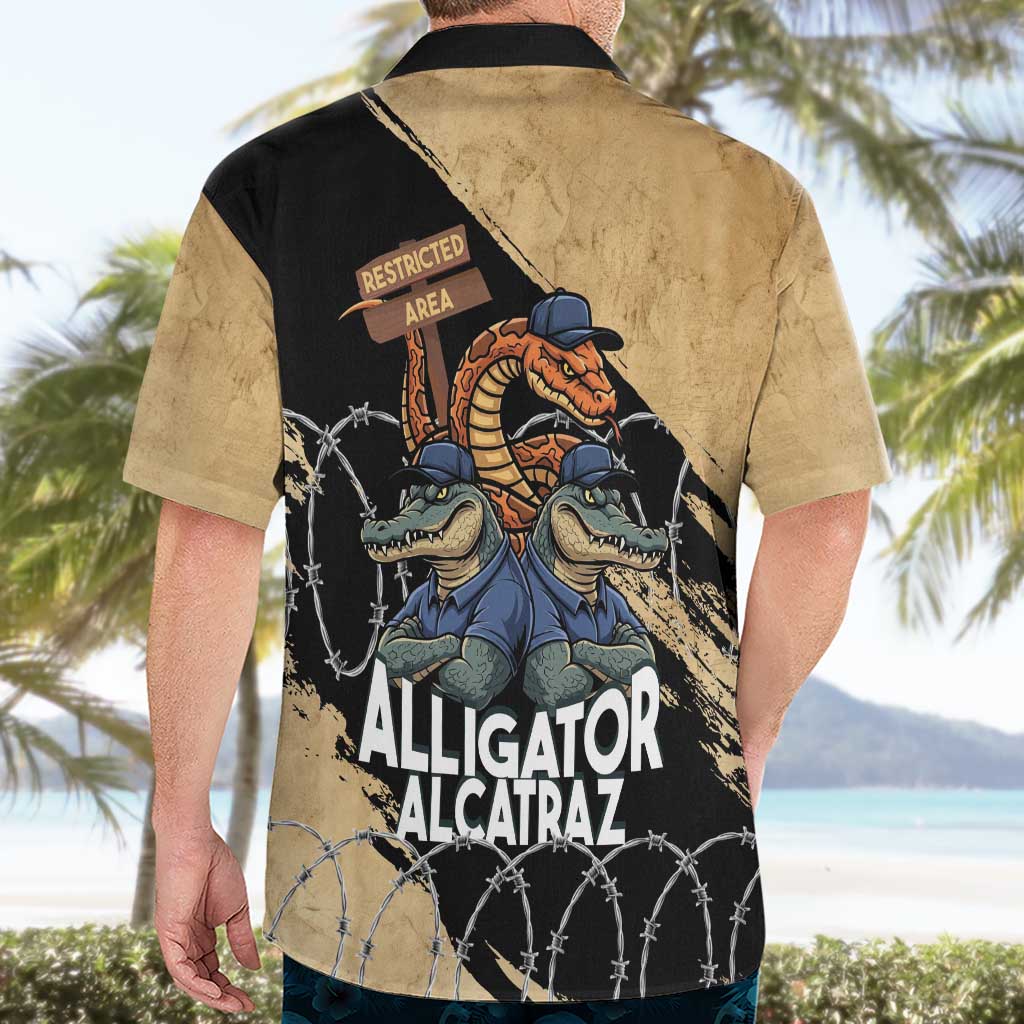 Alligator Alcatraz Hawaiian Shirt Gator and Python Restricted Area - Wonder Print Shop