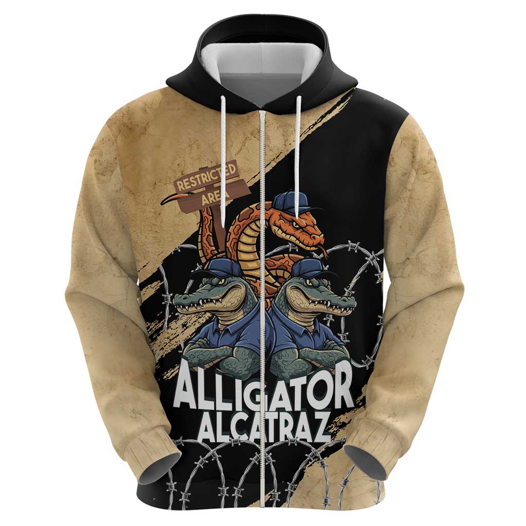 Alligator Alcatraz Hoodie Gator and Python Restricted Area - Wonder Print Shop
