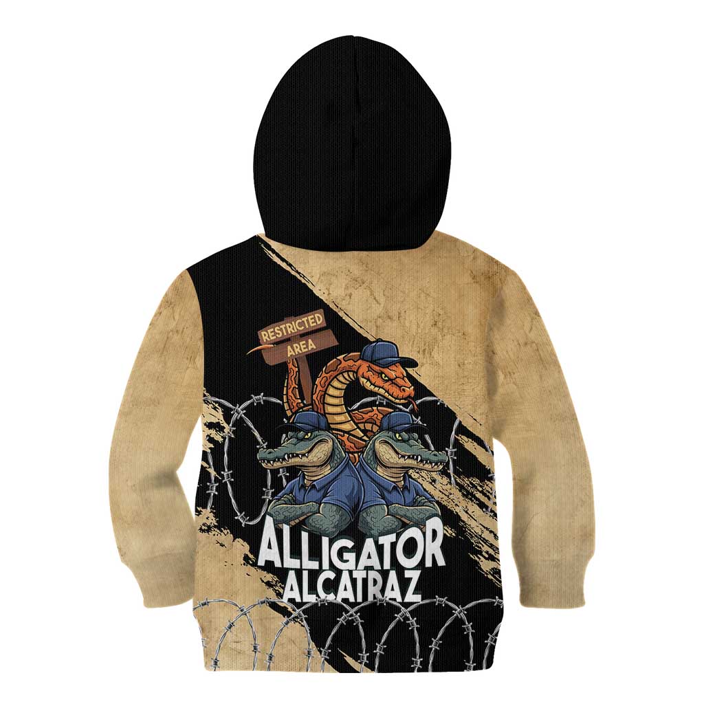 Alligator Alcatraz Kid Hoodie Gator and Python Restricted Area - Wonder Print Shop