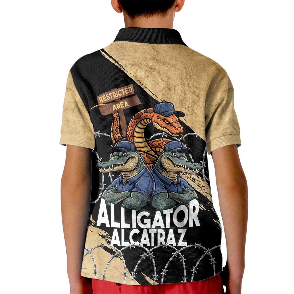 Alligator Alcatraz Kid Polo Shirt Gator and Python Restricted Area - Wonder Print Shop