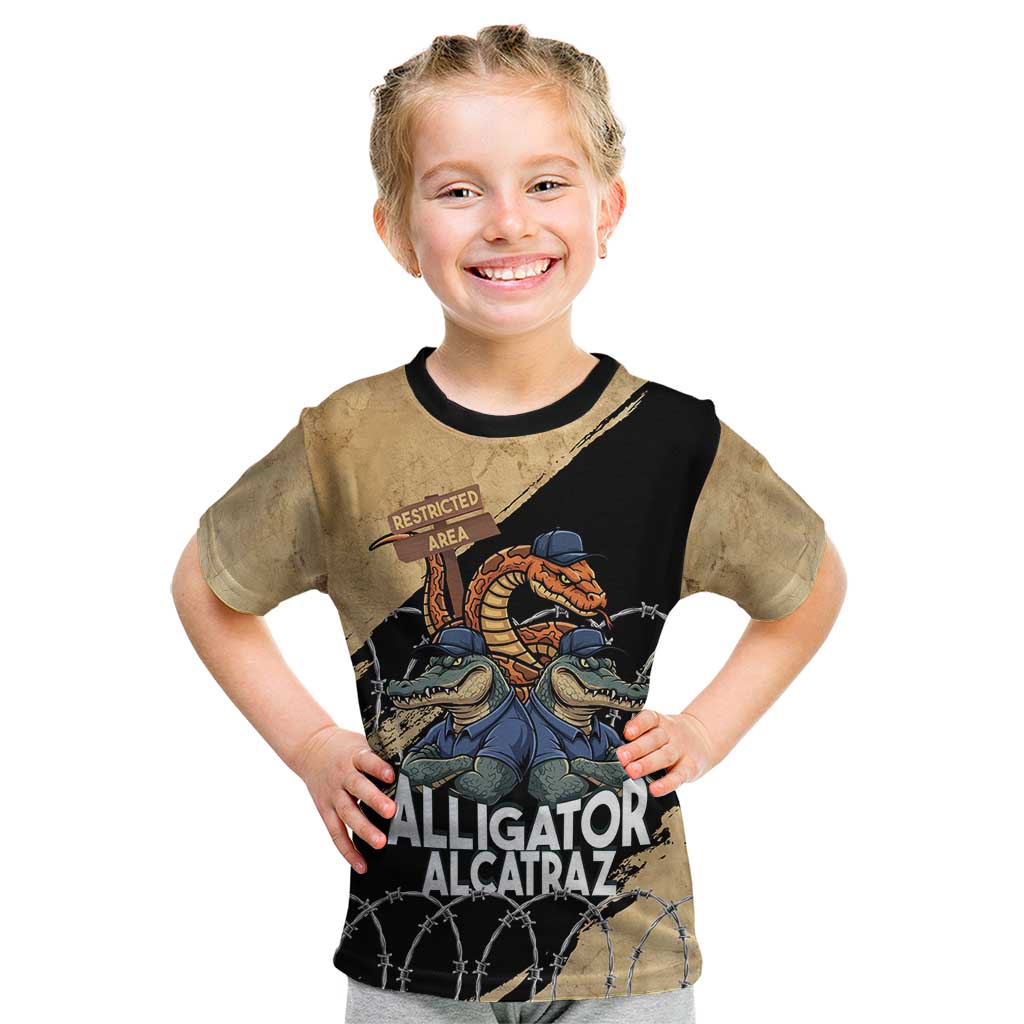 Alligator Alcatraz Kid T Shirt Gator and Python Restricted Area - Wonder Print Shop