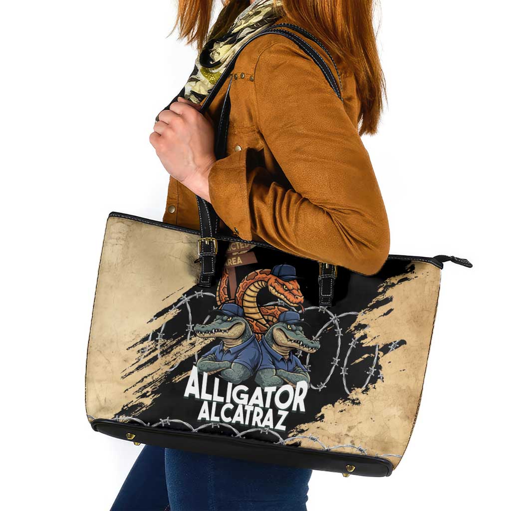 Alligator Alcatraz Leather Tote Bag Gator and Python Restricted Area - Wonder Print Shop
