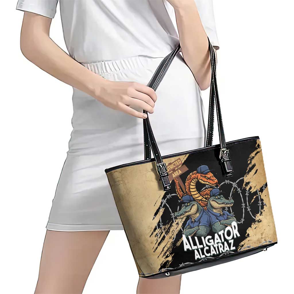 Alligator Alcatraz Leather Tote Bag Gator and Python Restricted Area - Wonder Print Shop