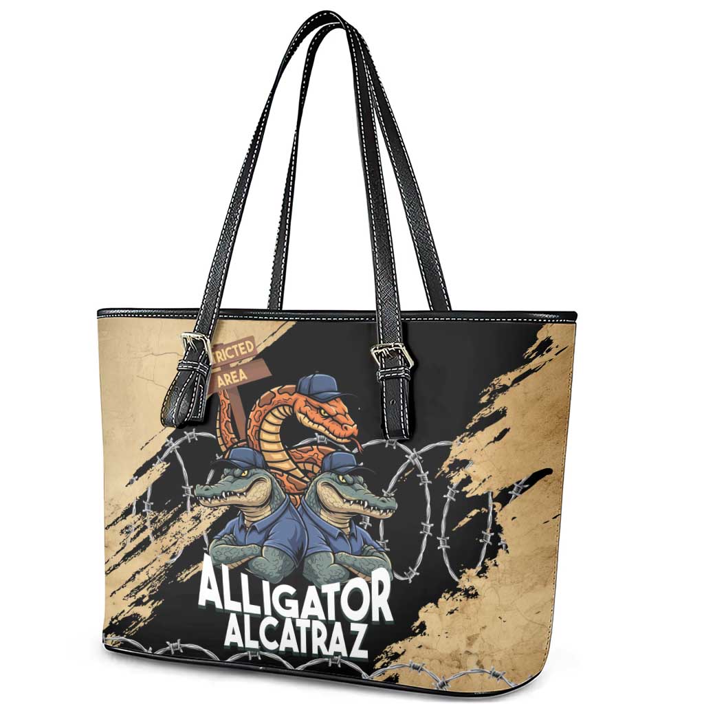 Alligator Alcatraz Leather Tote Bag Gator and Python Restricted Area - Wonder Print Shop