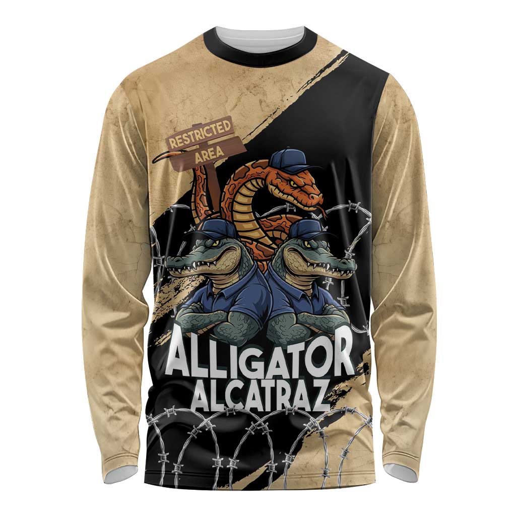 Alligator Alcatraz Long Sleeve Shirt Gator and Python Restricted Area - Wonder Print Shop