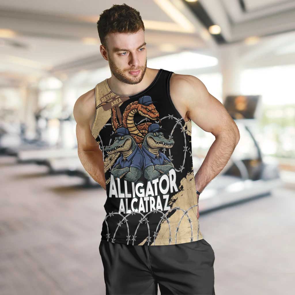 Alligator Alcatraz Men Tank Top Gator and Python Restricted Area - Wonder Print Shop