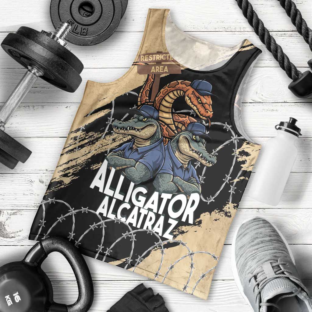 Alligator Alcatraz Men Tank Top Gator and Python Restricted Area - Wonder Print Shop