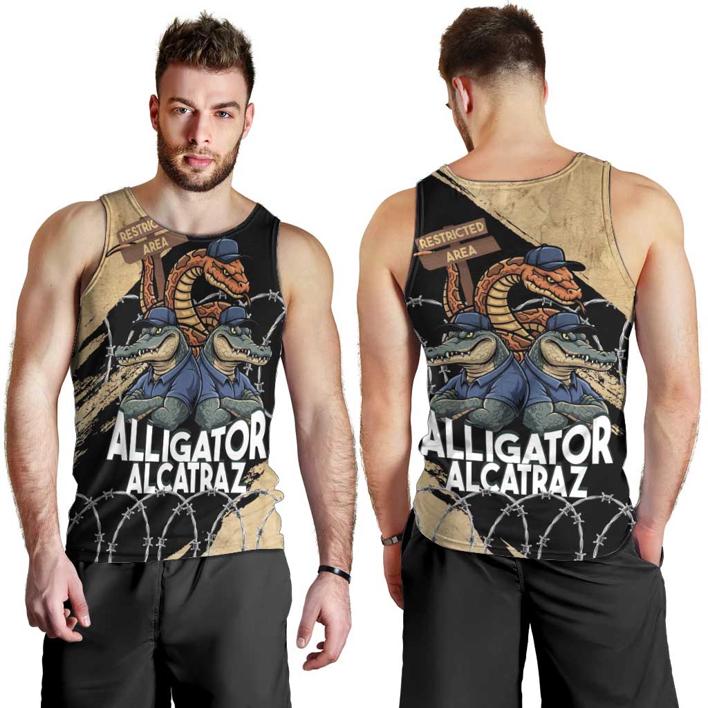 Alligator Alcatraz Men Tank Top Gator and Python Restricted Area - Wonder Print Shop