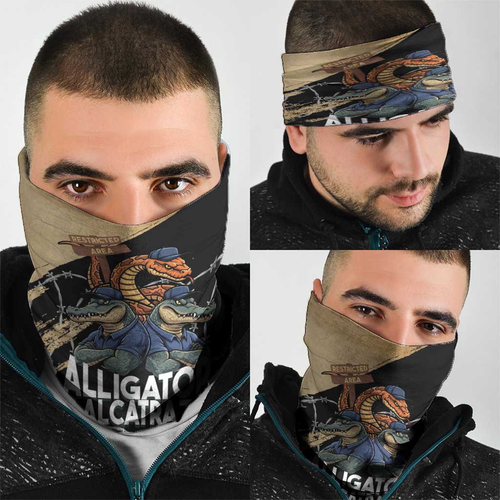 Alligator Alcatraz Neck Gaiter Gator and Python Restricted Area - Wonder Print Shop