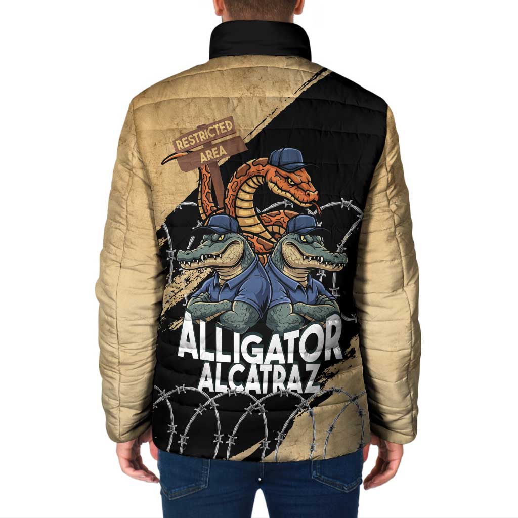 Alligator Alcatraz Padded Jacket Gator and Python Restricted Area - Wonder Print Shop