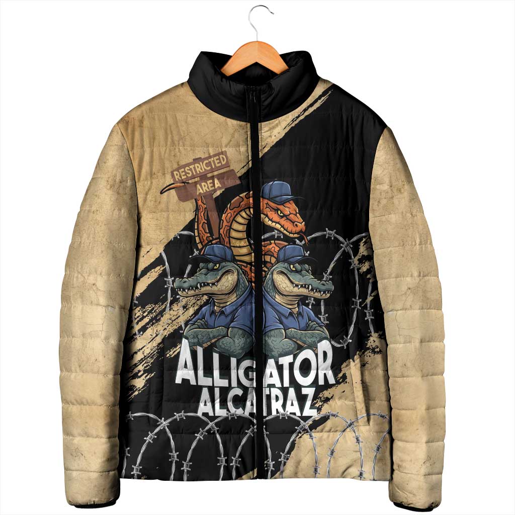 Alligator Alcatraz Padded Jacket Gator and Python Restricted Area - Wonder Print Shop
