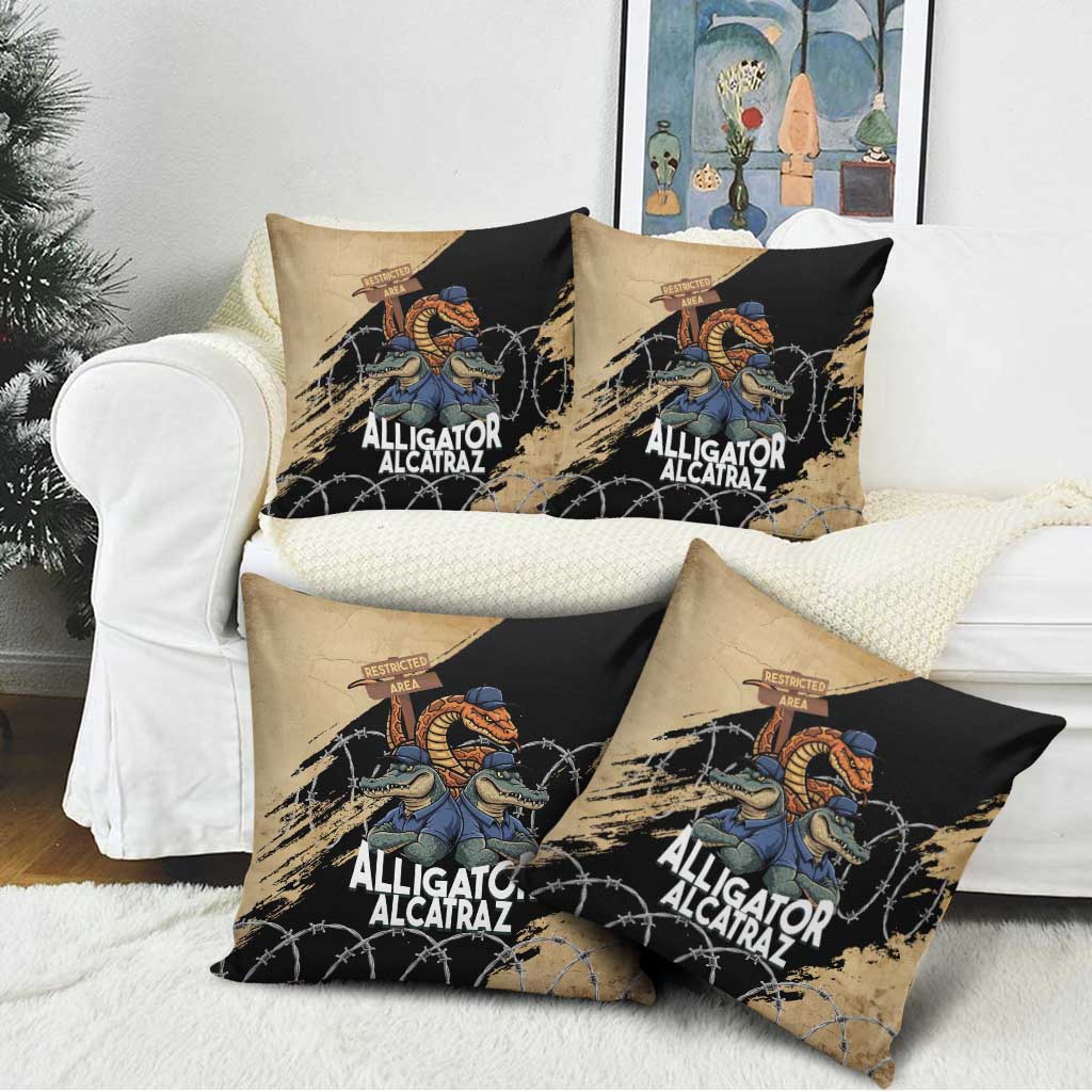 Alligator Alcatraz Pillow Cover Gator and Python Restricted Area - Wonder Print Shop