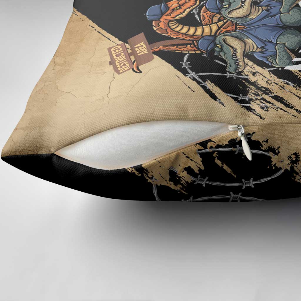 Alligator Alcatraz Pillow Cover Gator and Python Restricted Area - Wonder Print Shop