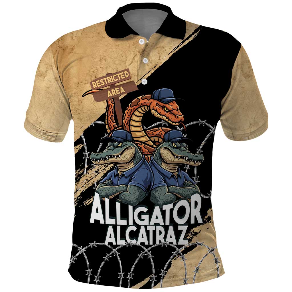 Alligator Alcatraz Polo Shirt Gator and Python Restricted Area - Wonder Print Shop